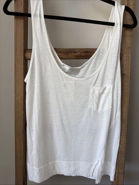 A.P.C. White Scoop Neck Pocket Tank